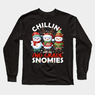 Chillin' With My 2nd Grade Snowmies Teacher Christmas Gift Long Sleeve T-Shirt